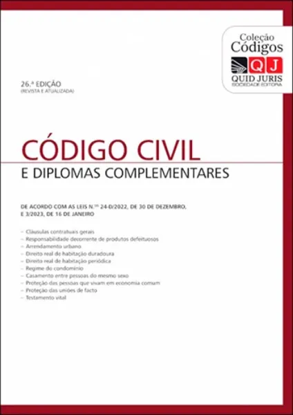 Imagem de Código Civil e Diplomas Complementares - ( De acordo com a Lei n.º 8/2022, de 10 de janeiro )